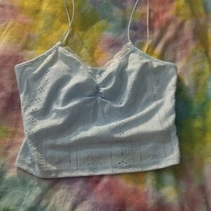 Baby blue Spaghetti String Crop Top
